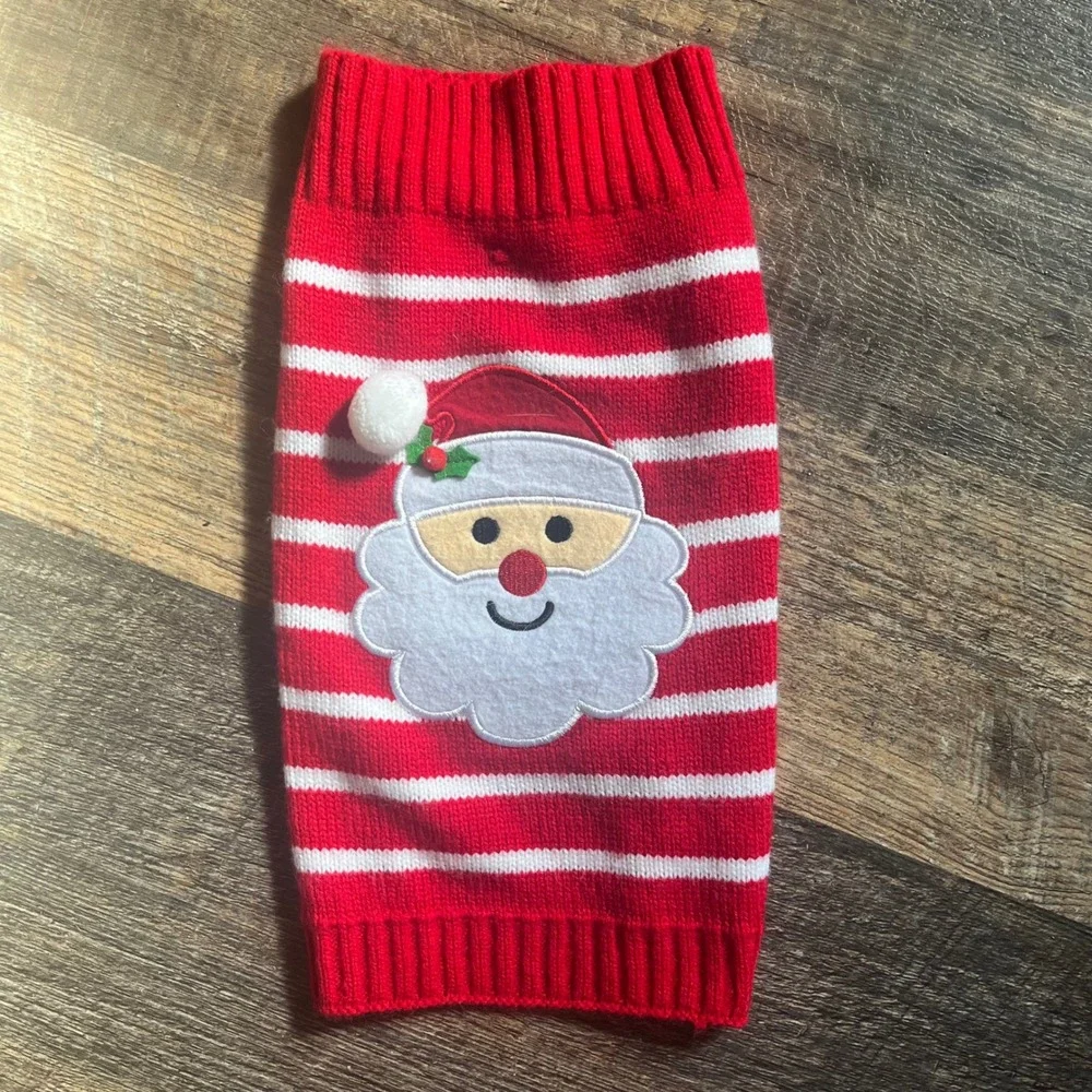 Pet Factory Dog Sweater Santa Claus Striped Knit Red White Size M‎ Christmas